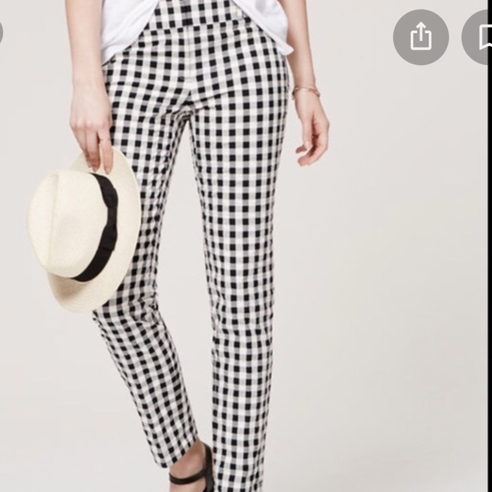 Loft Gingham Crop Pants